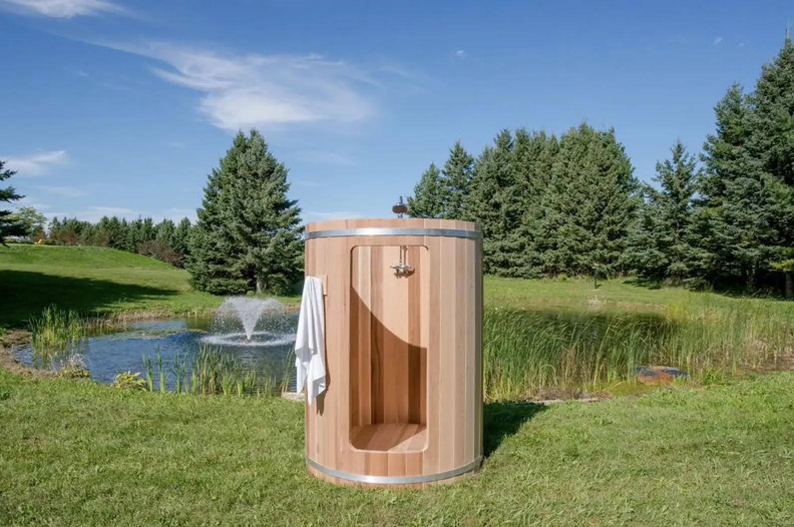 Outdoor wellness setting with natural materials
