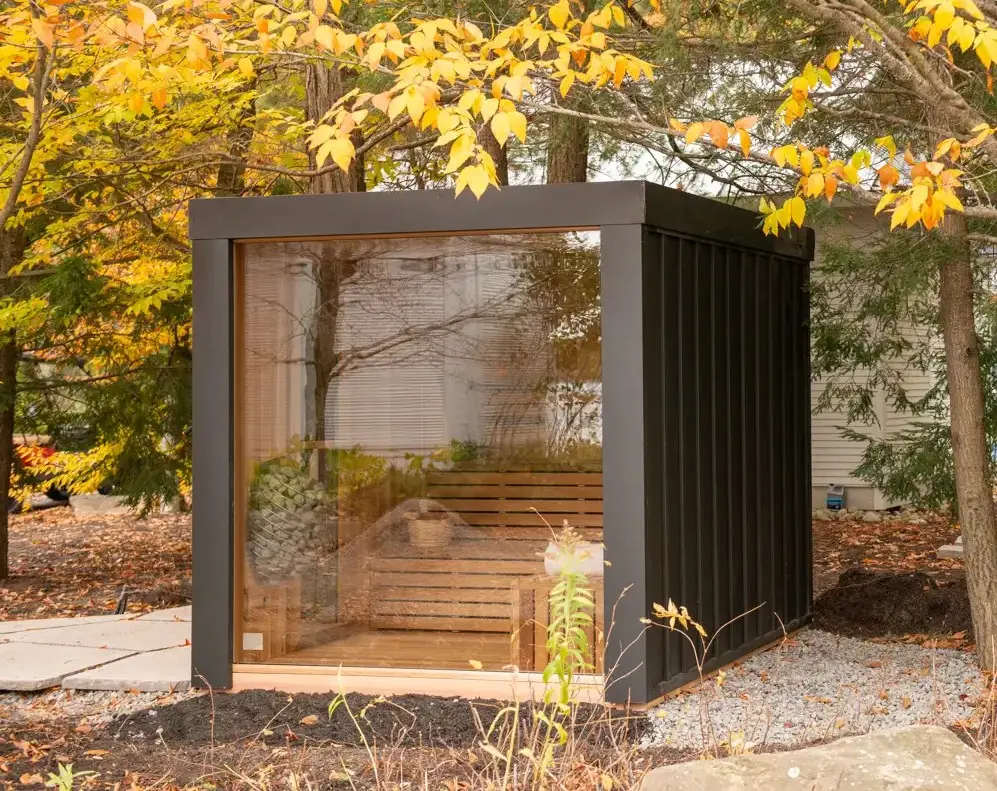 Outdoor cedar sauna built to last